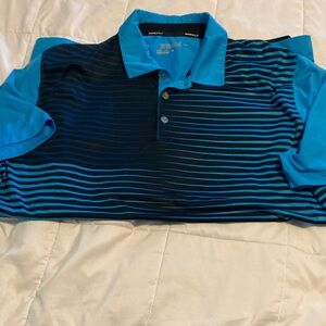 Nike Golf Black and Blue Striped Polo Shirt